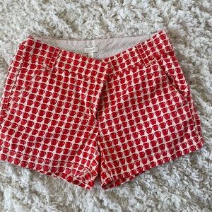 J Crew Red Print Shorts Size 0